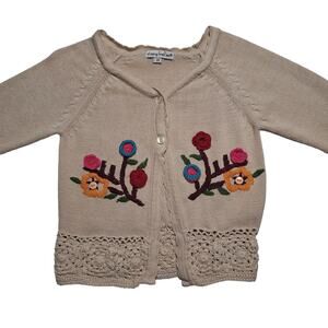 Chasing Fireflies embroidered floral crocheted hem cardigan